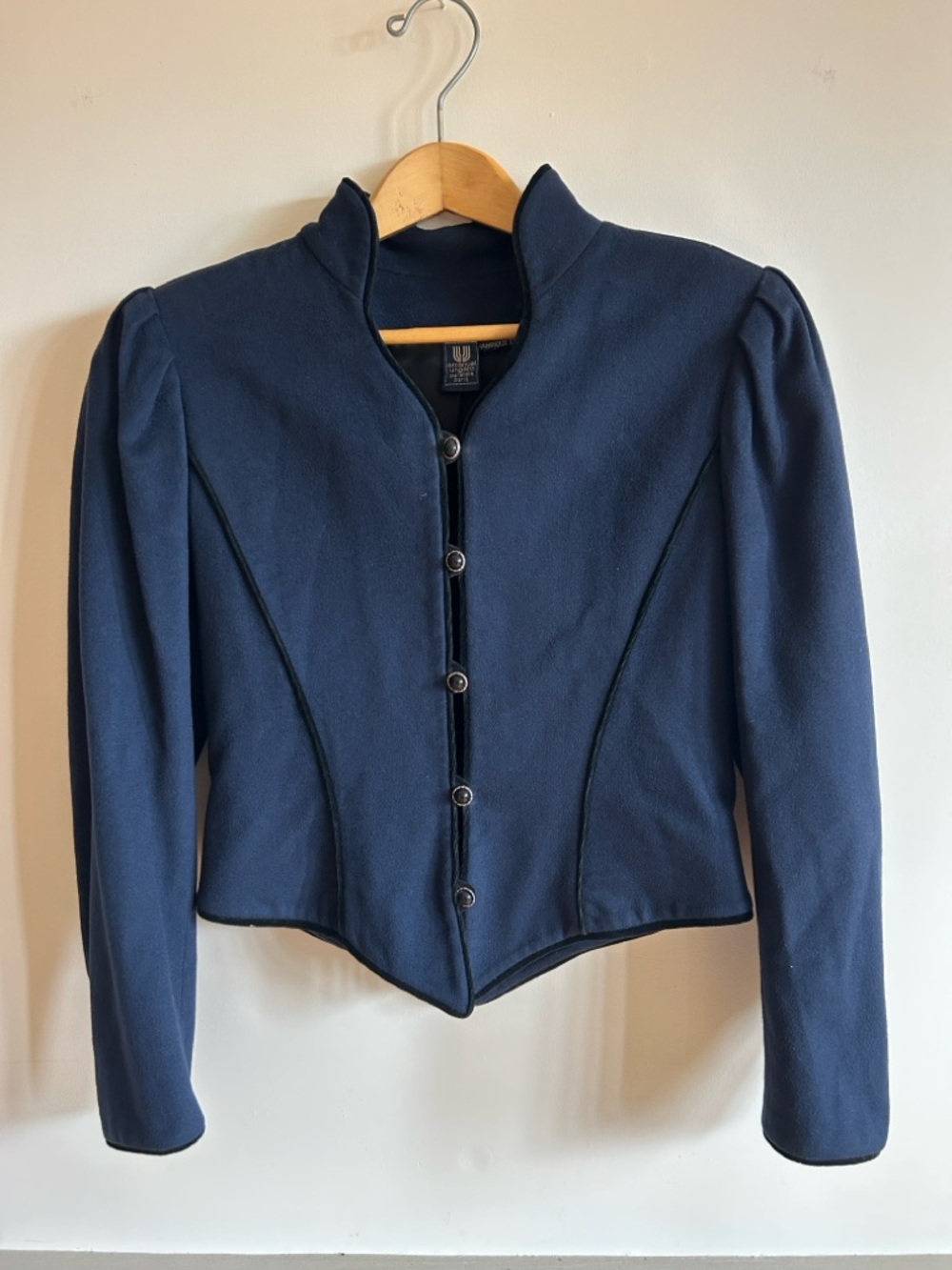Emanuel Ungaro Vintage Navy Wool Jacket Princess Medieval Style Small 2 4
